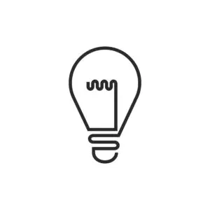 black and white lightbulb icon