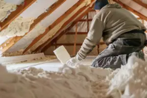 Attic insulation work